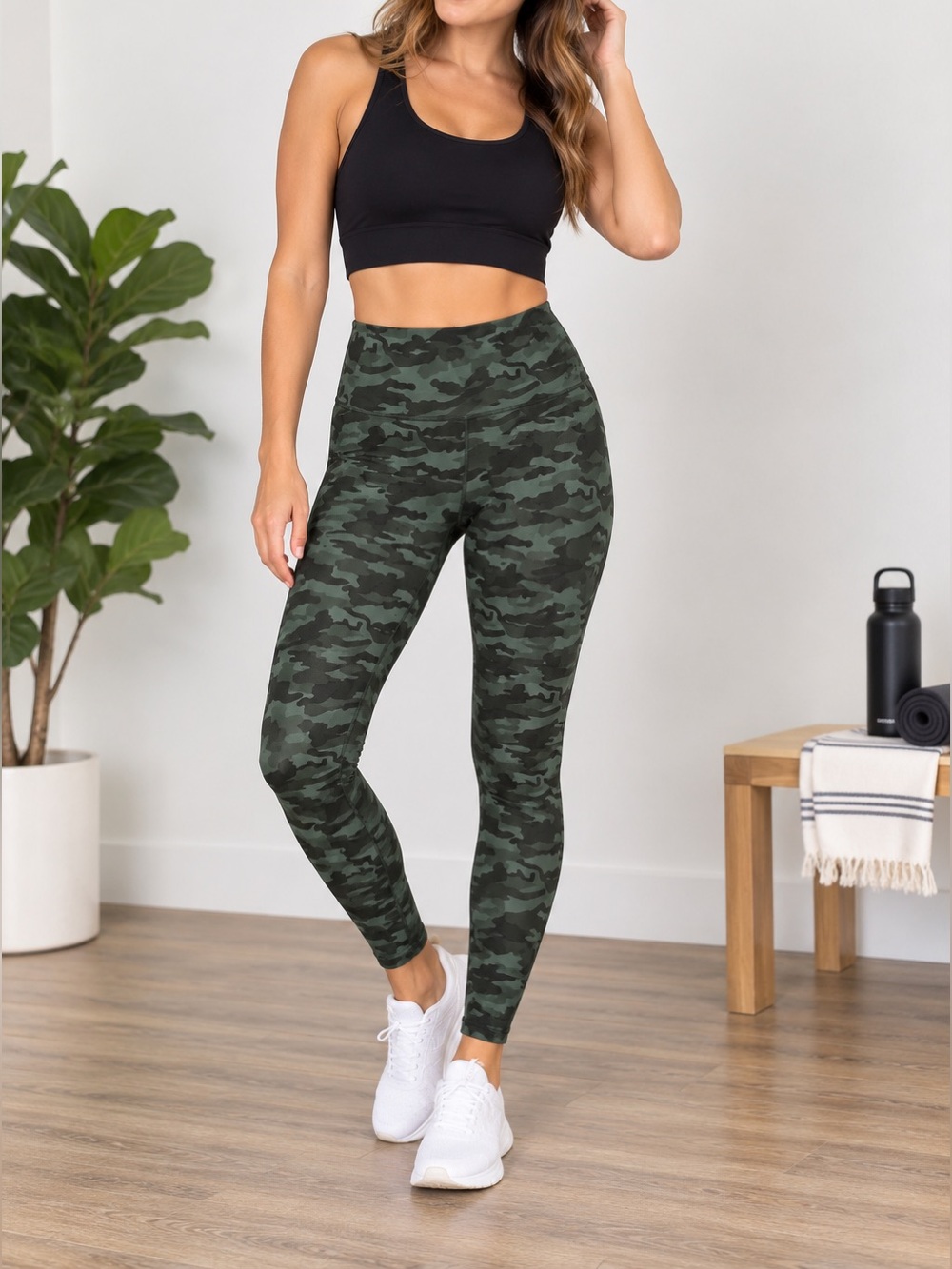 Colorfulkoala Women’s XL Camo High Waisted Leggings Green Black Yoga Pants